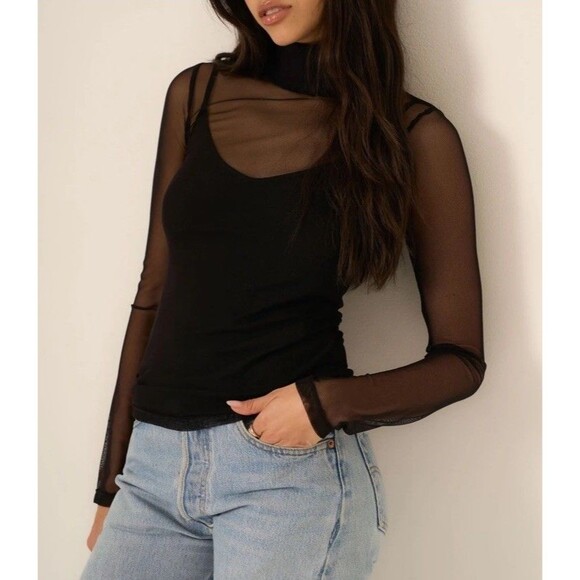 NWT Grunge Project Social T Serafina Sheer Mesh Top Black Sz XS Y2K Fairy Punk - Picture 13 of 13